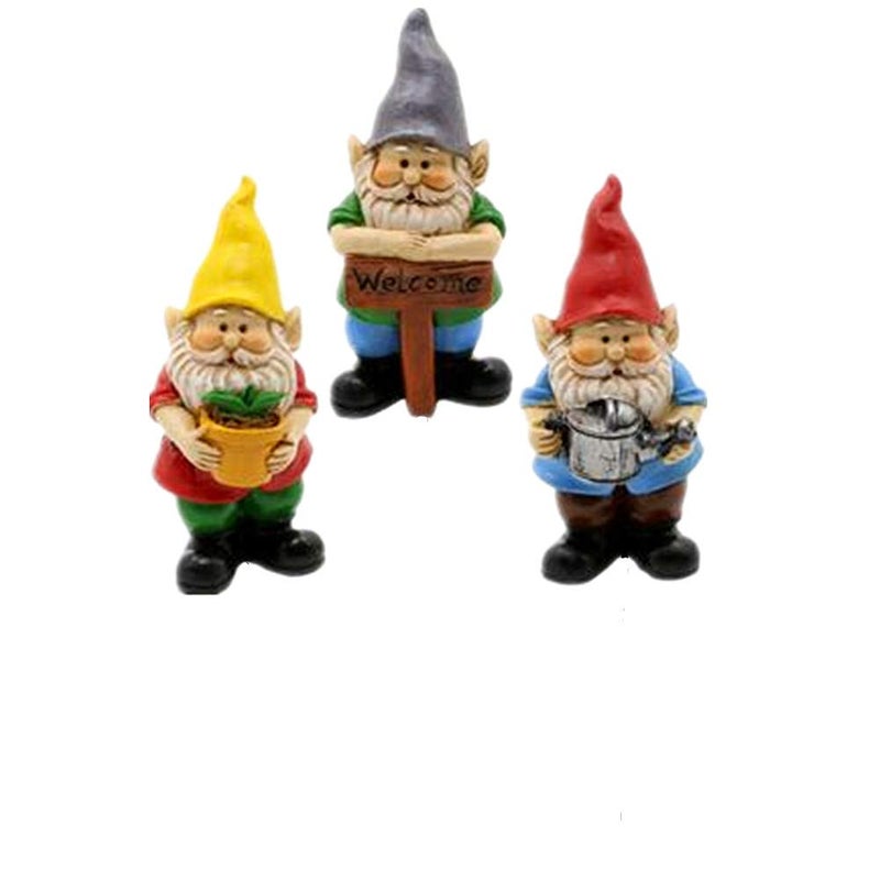 MUAMAX Miniature Gnome Figurines Fairy Gardens Gnomes Accessories Gift for Garden Little Gnomes Small Gnome 3'' - Image 1